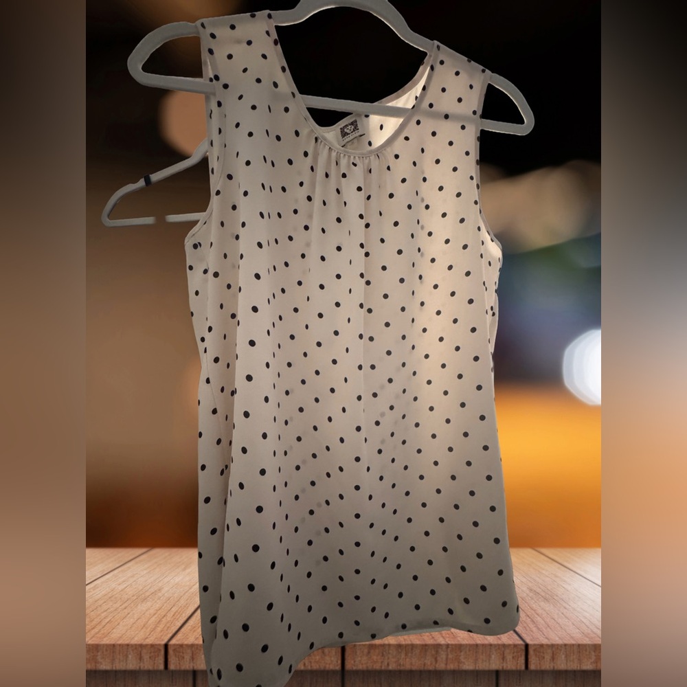 Anne Klein Black and White Polka Dot Blouse